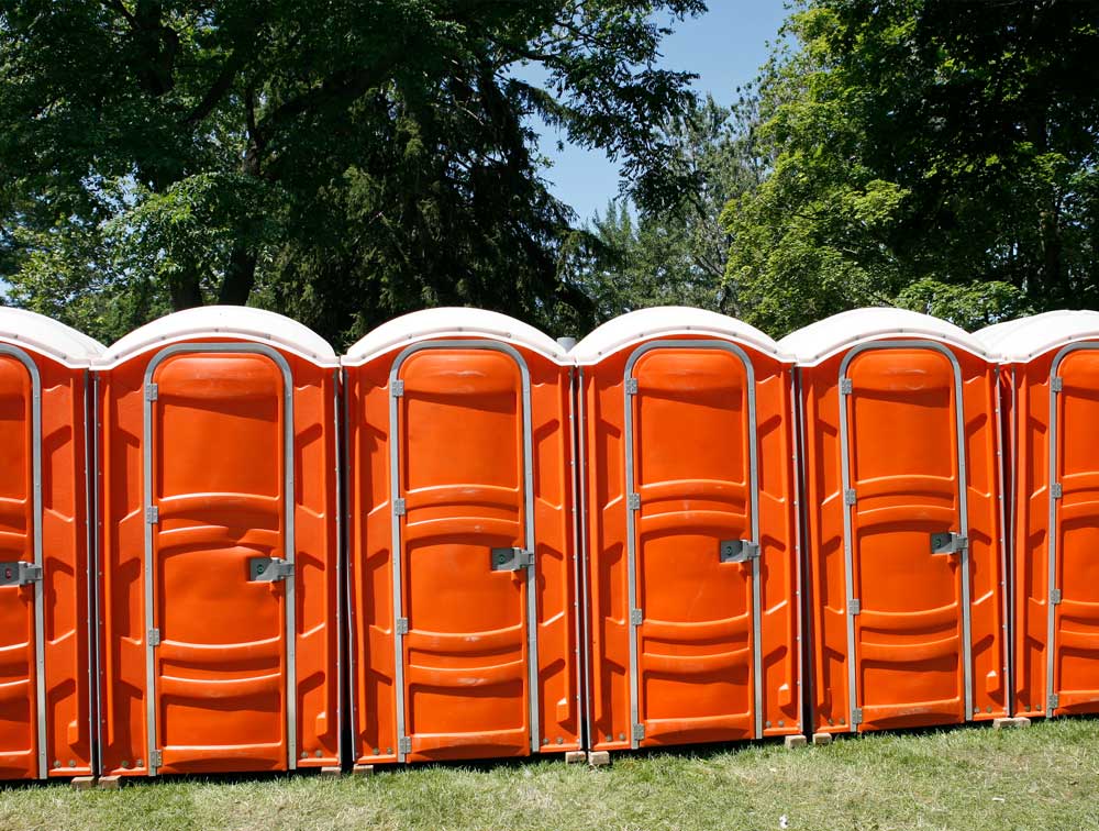 Row of Orange Port-a-Potty | US Dept. of Agriculture | A James Global